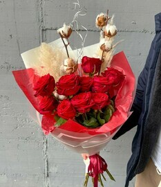 Розы с хлопком