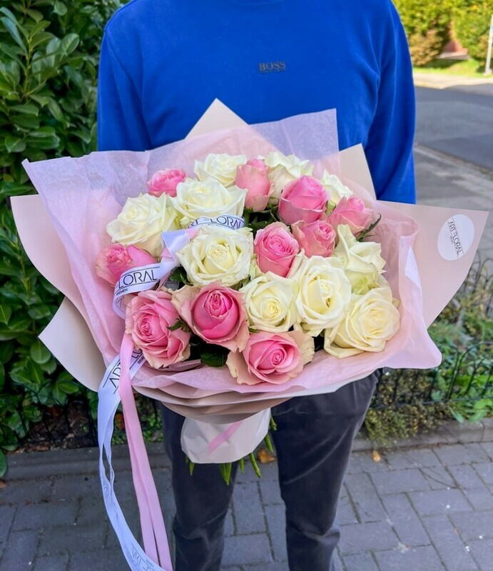 Розовая нежность, 20 роз