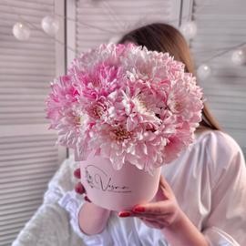 Цветы в коробке: розовая хризантема (размер S маленький)