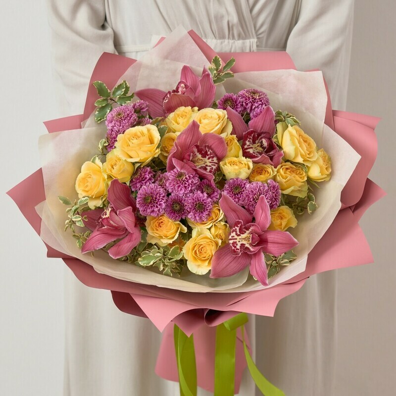 Buket s Orhideyami "Aromati Bordo", standart