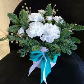 Novogodnyaya kompozitciya s nobilisom i diantusami