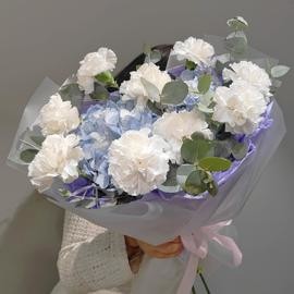 Авторский букет | Гортензия | Диантусы | Эвкалипт