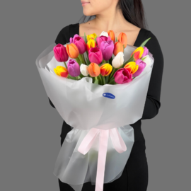 цветы Букет 25 тюльпанов микс