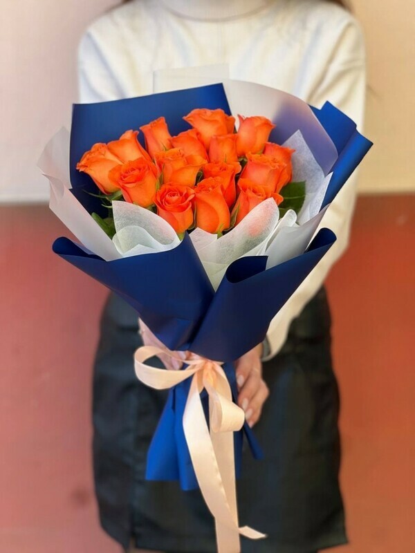 Букет из оранжевых роз, букет из оранжевых роз 