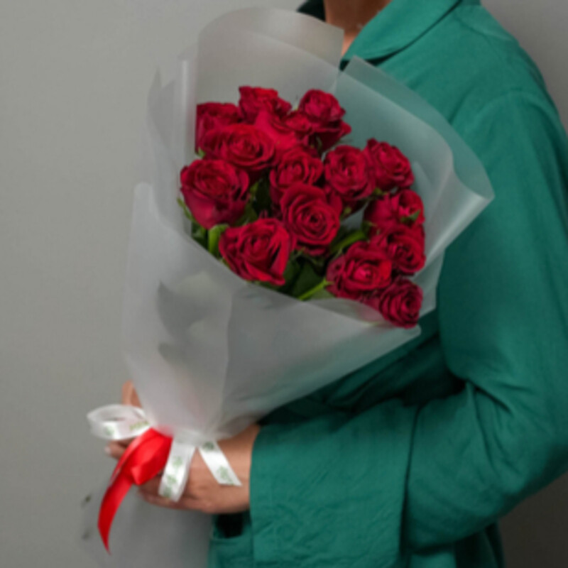 15 красных роз 50 см , 15 красных роз
